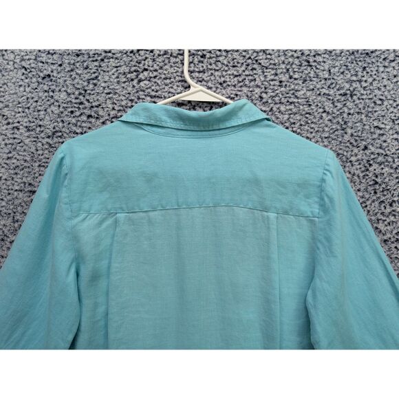 Richard Malcolm 100% Irish Linen Button Up Shirt Size S Lagenlook Boho Blue - Picture 5 of 9
